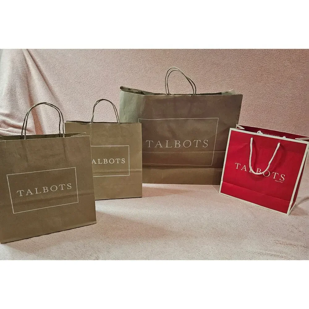 Talbots Lot of 4 Shopping Gift Bags Craft Brown and Red